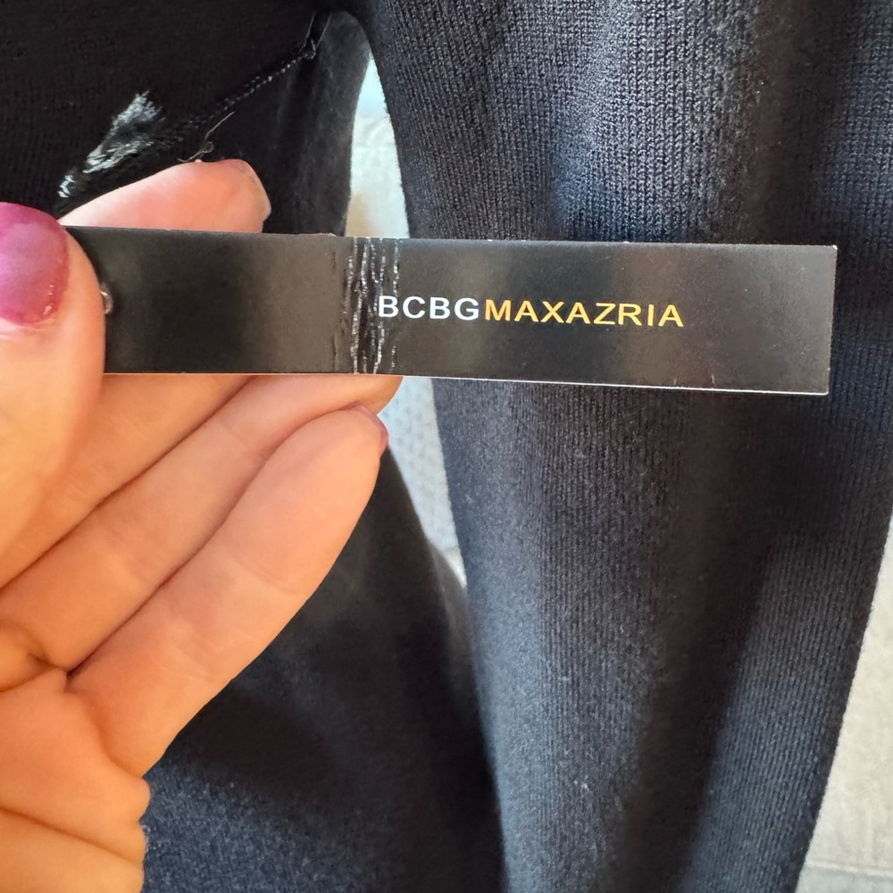 BCBG Elegant Black Faux Sweater Wrap Dress SIZE SMALL Long Sleeve w Belt - Picture 5 of 12